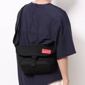 Nylon Messenger Bag JR Flap Zipper Pocket （Black）