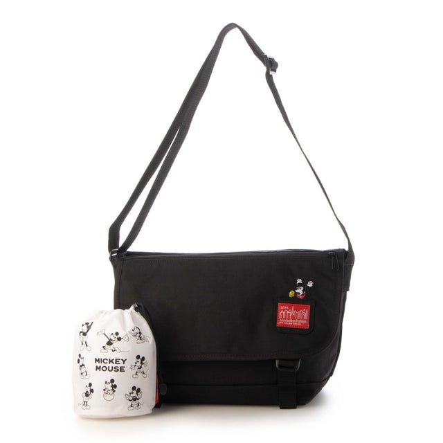 
                    Nylon Messenger Bag JR Flap Zipper Pocket / Mickey Mouse （Black）