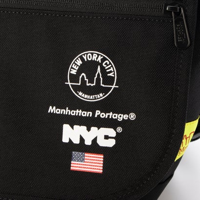 マンハッタンポーテージ Manhattan Portage Nylon Messenger Bag JR Flap Zipper Pocket Vinyl Lining NEW YORK CITY （Black）｜詳細画像