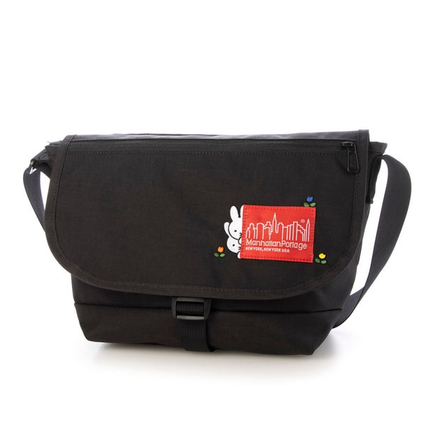 
                    Nylon Messenger Bag JR Flap Zipper Pocket miffy （Black）
