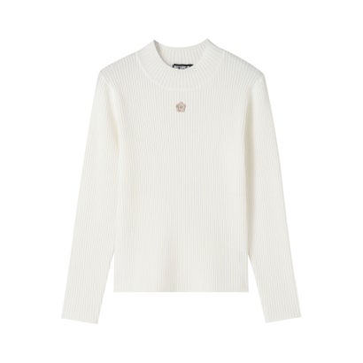 マリークワント MARY QUANT モックネックリブニット プルオーバー （ホワイト）｜詳細画像