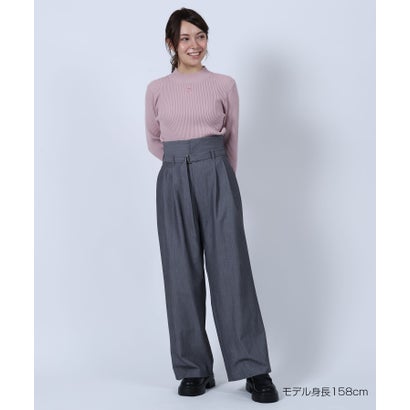 マリークワント MARY QUANT モックネックリブニット プルオーバー （ブルーグレー）｜詳細画像
