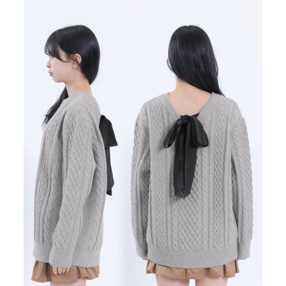 マリークワント MARY QUANT ベロアリボンニット プルオーバー （ブラック）｜詳細画像