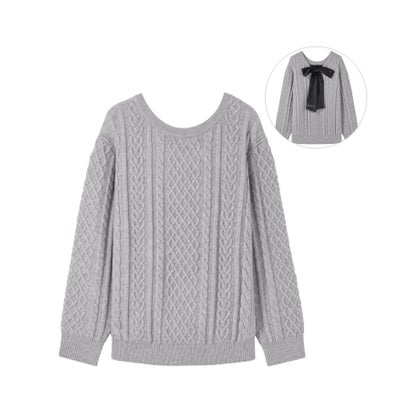 マリークワント MARY QUANT ベロアリボンニット プルオーバー （グレー）｜詳細画像