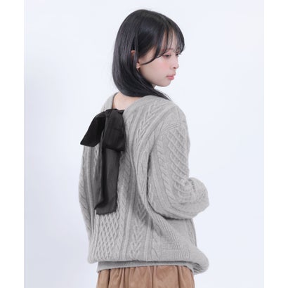 マリークワント MARY QUANT ベロアリボンニット プルオーバー （ピンク）｜詳細画像