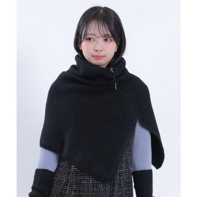 リブニット ネックウォーマー （ブラック）