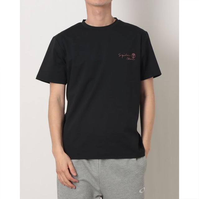 メンズ 半袖Tシャツ UVカットドライグラフィックTシャツ スパイダーマン TRMV-9C11036TS （ブラック）