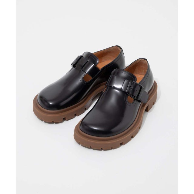 S58WP0262 P3827 サンダル MONK SANDAL レディース シューズ ベルト スリッポン カーフレザー （ブラック×ハニー）