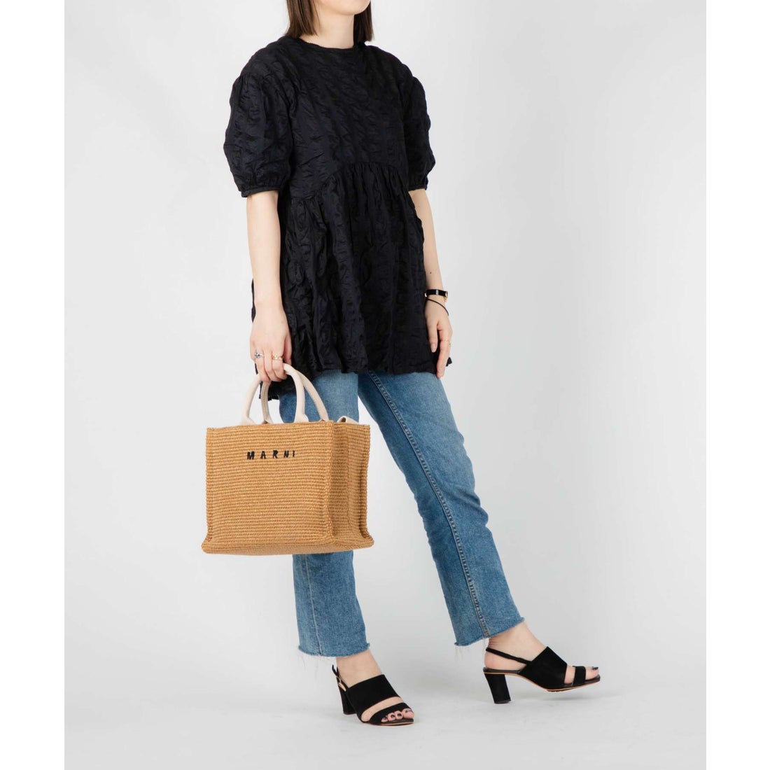 こ*)様 マルニ　MARNI ラフィアエフェクト　スモール　トート　アラベスク マルニ MARNI マルニ MARNI SMALL RAFFIA-EFFECT SMALL TOTE BAG