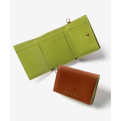 マルニ MARNI Metal Logo Bicolor Trifold Wallet メタル （BARK(00M51)）｜詳細画像