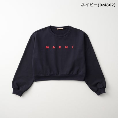 マルニ MARNI スウェット キッズ CROPPED CREW-NECK SWEATSHIRT WITH LOGO M01878 M00V0 （ネイビー(0M862)）｜詳細画像