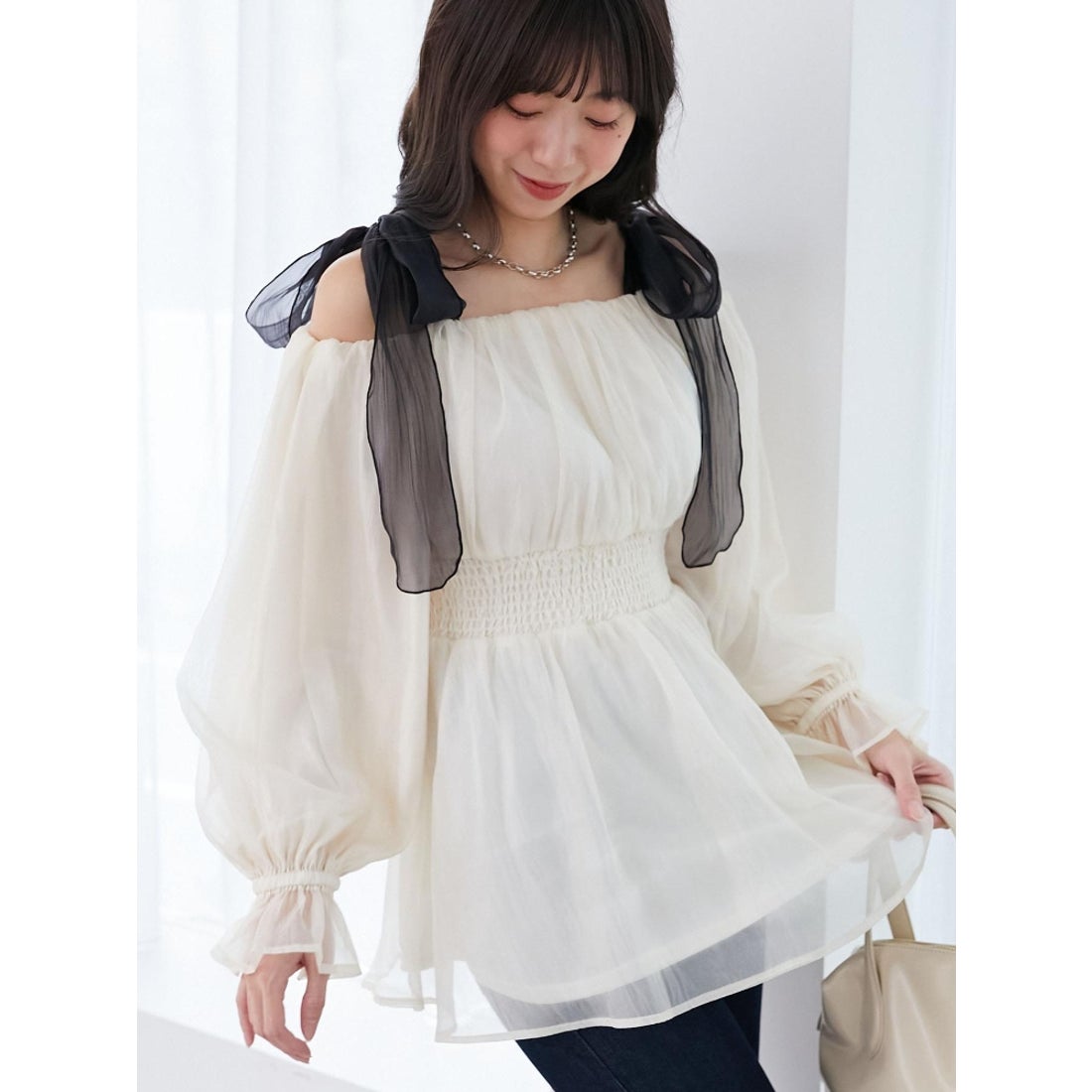 マジェスティックレゴン MAJESTIC LEGON ショルダーリボンオフショル 