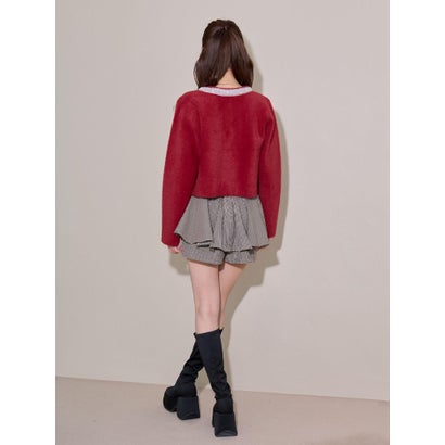 マジェスティックレゴン MAJESTIC LEGON ビジューテープフェザークルーカーデ （レッド）｜詳細画像