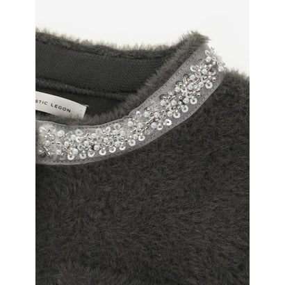 マジェスティックレゴン MAJESTIC LEGON ビジューテープフェザークルーカーデ （ブラック）｜詳細画像