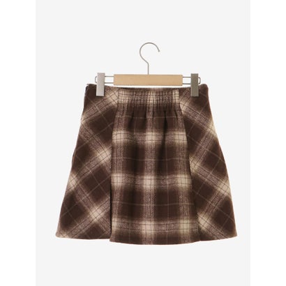 ボックスプリーツフレアミニスカパン （ブラウン柄）｜詳細画像