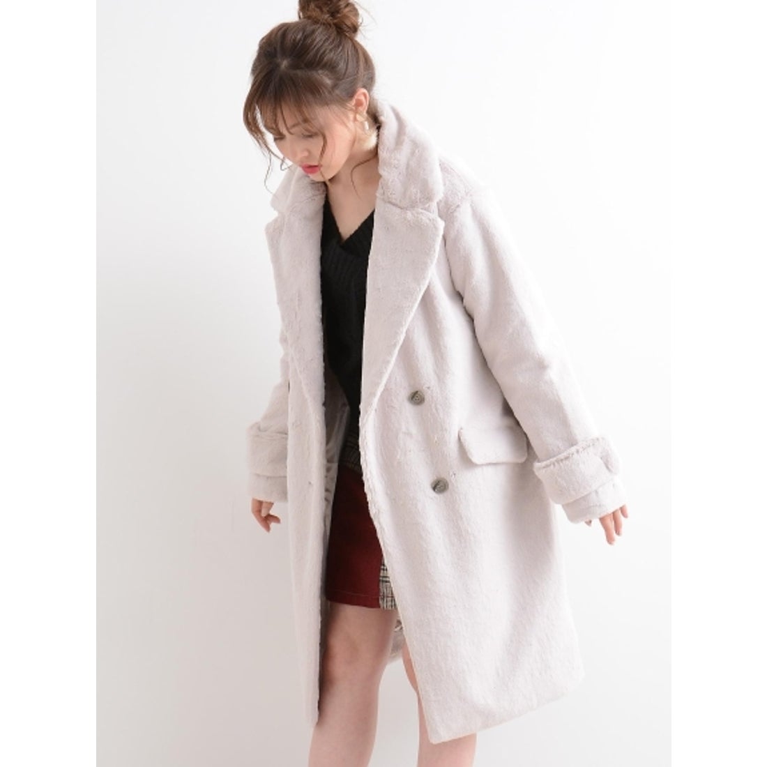 MAJESTIC LEGON 【WEB限定価格】フェイクファーロングコート （ピンク 
