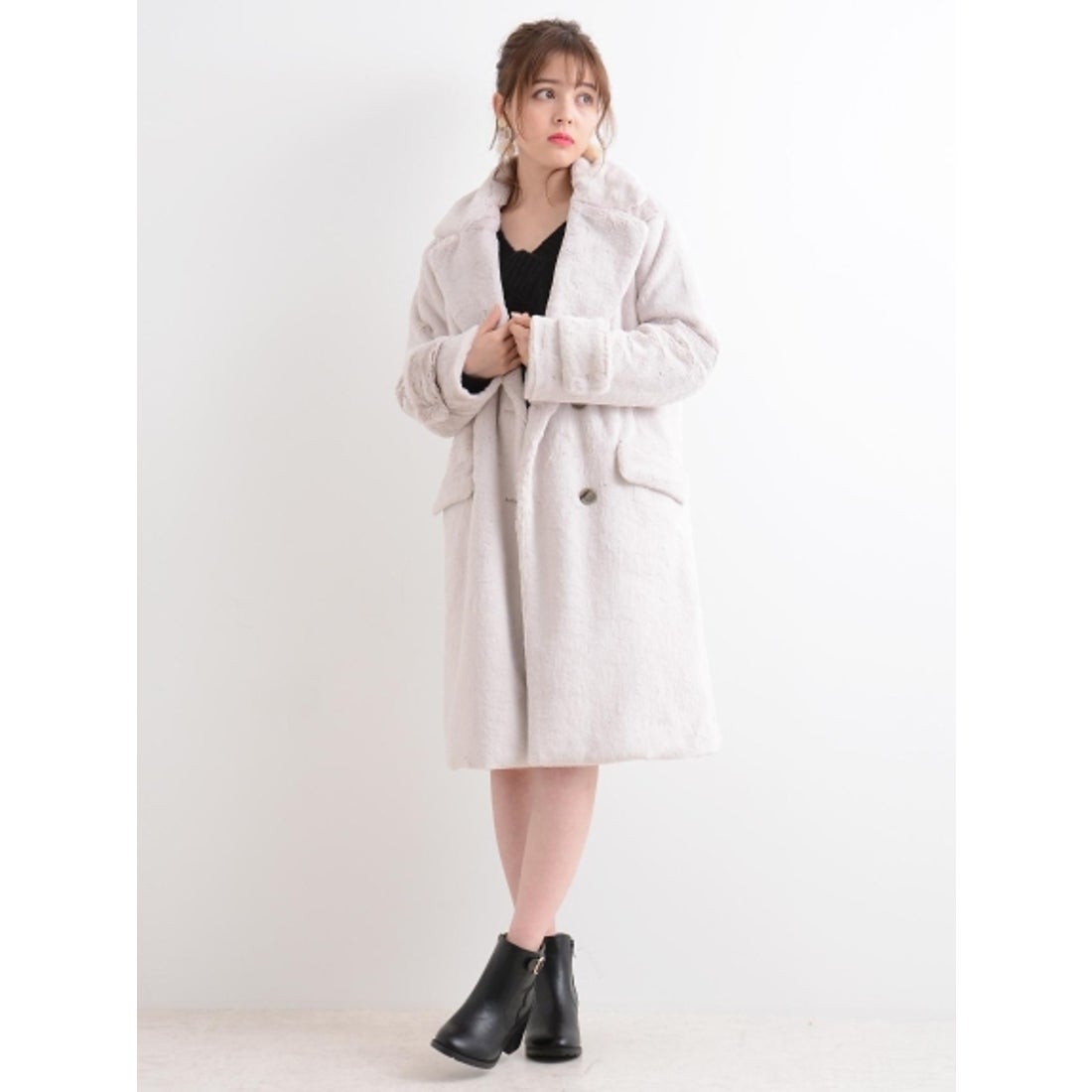 MAJESTIC LEGON 【WEB限定価格】フェイクファーロングコート （ピンク 