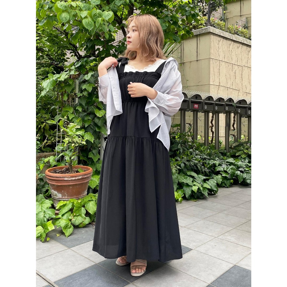 MAJESTIC LEGON ショルダーリボンキャミワンピ（グリーン