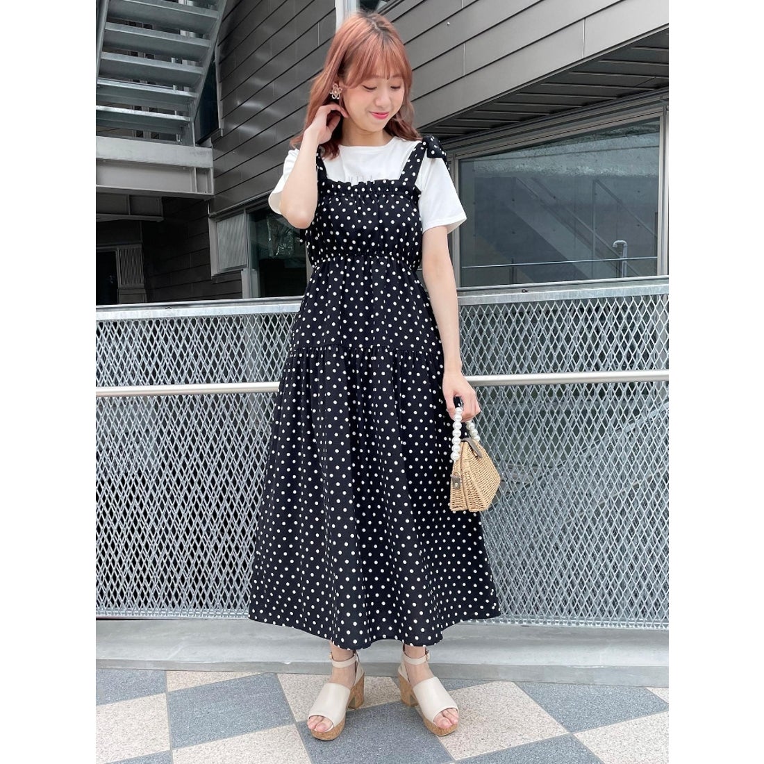 MAJESTIC LEGON ショルダーリボンキャミワンピ（グリーン