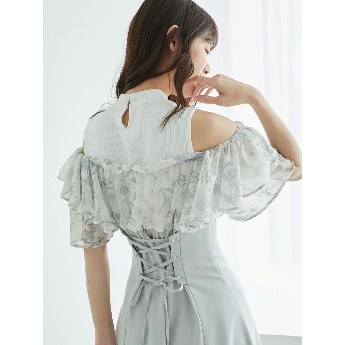 マジェスティックレゴン MAJESTIC LEGON ウエストきゅっとフリルフレア 
