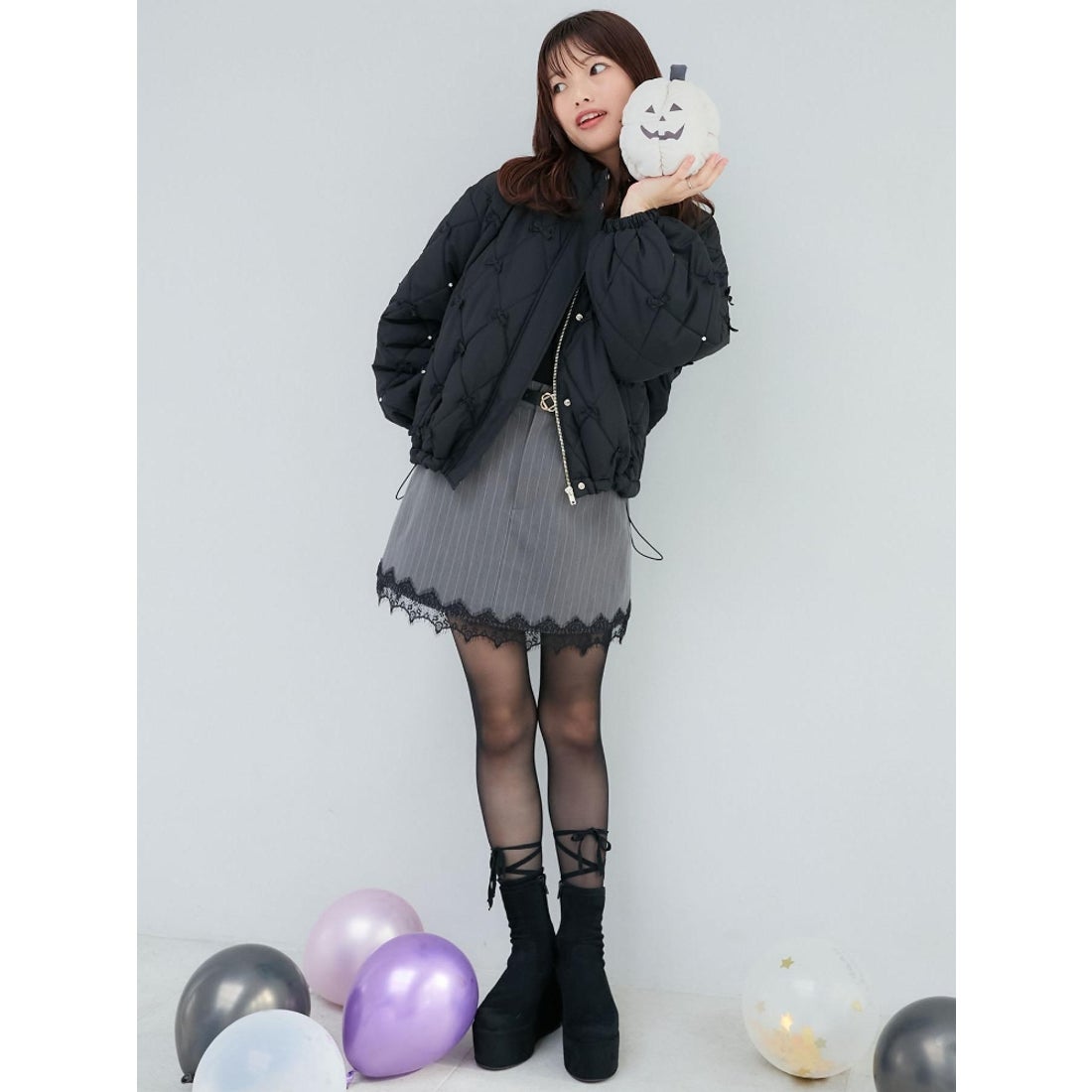 マジェスティックレゴン MAJESTIC LEGON プチリボン中綿ブルゾン 
