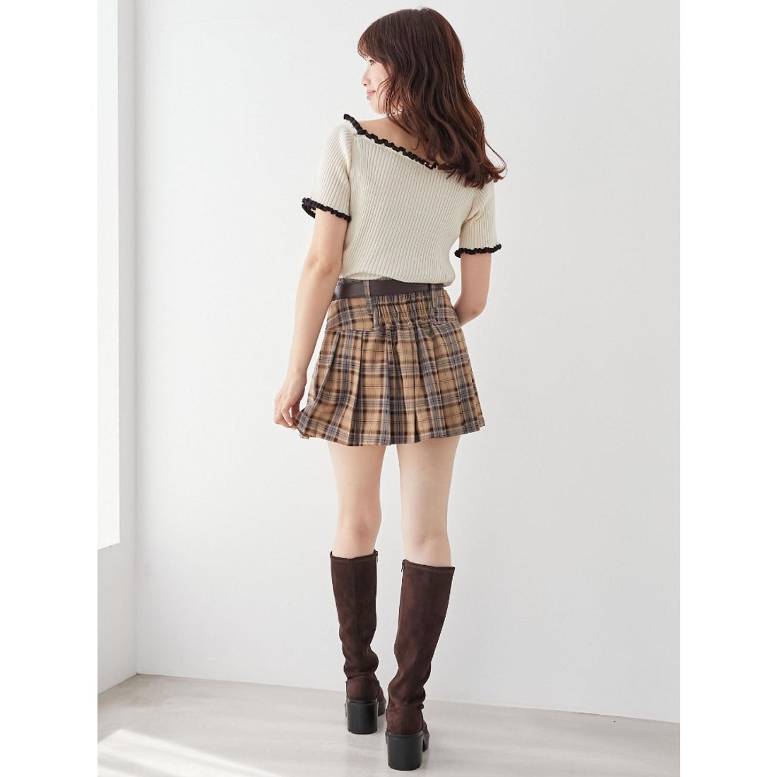 マジェスティックレゴン MAJESTIC LEGON 太ベルトプリーツミニスカート