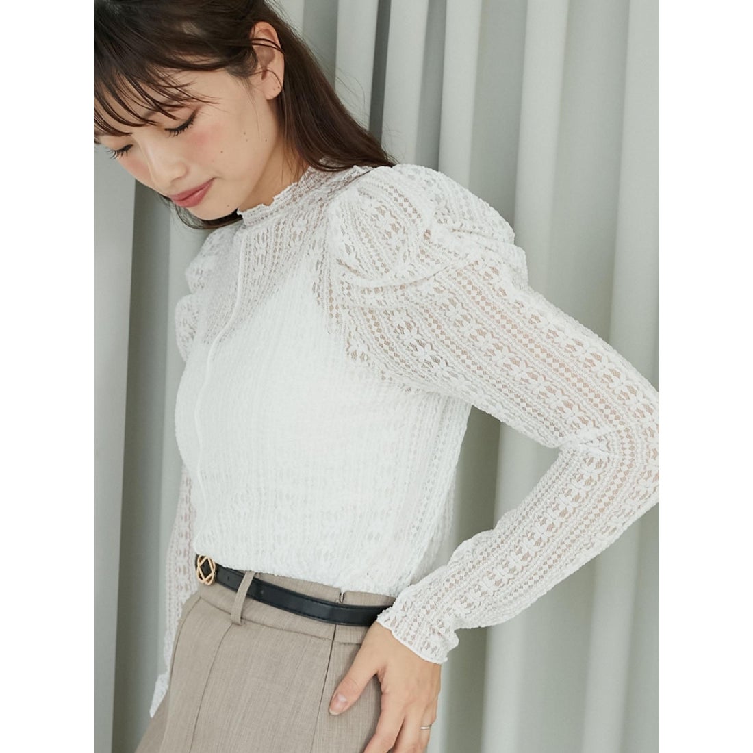 マジェスティックレゴン MAJESTIC LEGON パワショルレース長袖トップス 