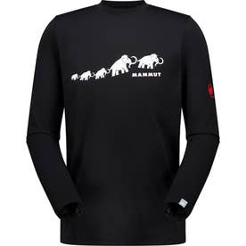アウトドア QD ロゴ プリント ロングスリーブ Tシャツ アジアンフィット 1016-01030 メンズ 長袖 ロンT トップス （00710 BLACKPRT5）