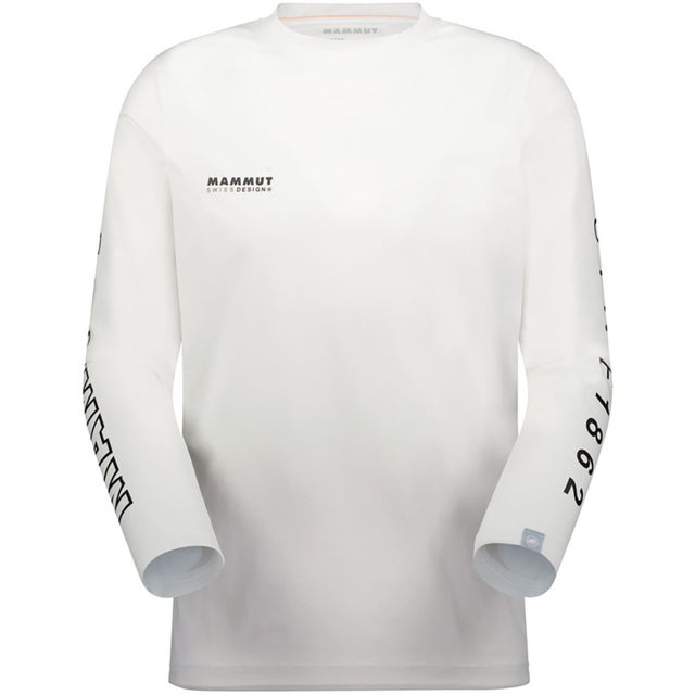 アウトドア QD ロゴ プリント ロングスリーブ Tシャツ アジアンフィット 1016-01030 メンズ 長袖 ロンT トップス （00742 WHITE-BLACKPRT3）