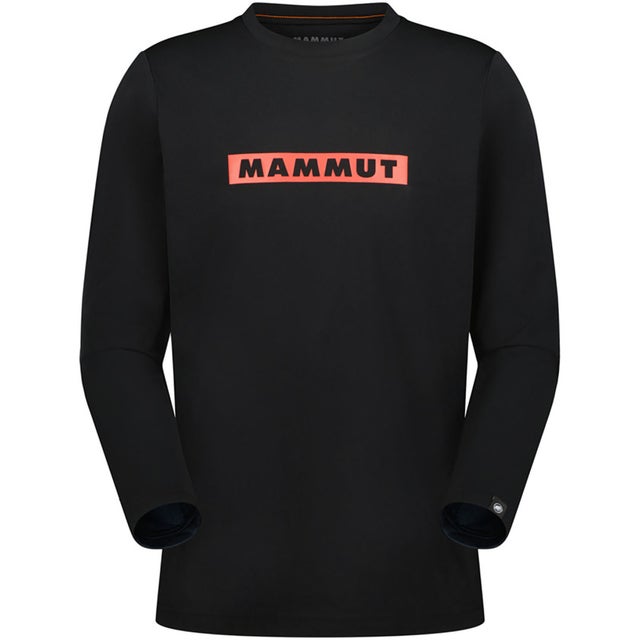 アウトドア QD ロゴ プリント ロングスリーブ Tシャツ アジアンフィット 1016-01030 メンズ 長袖 ロンT トップス （00778 BLACK-MAMMUTREDPRT2）