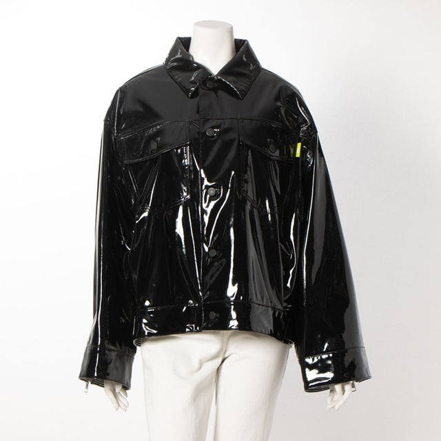 
                    Faux-Enameled Leather Jacket