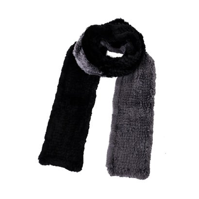 Rabbit Fur Scarf （Black × Gray）｜詳細画像