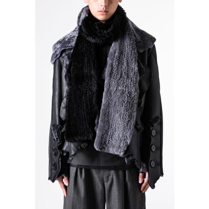 Rabbit Fur Scarf （Black × Gray）｜詳細画像