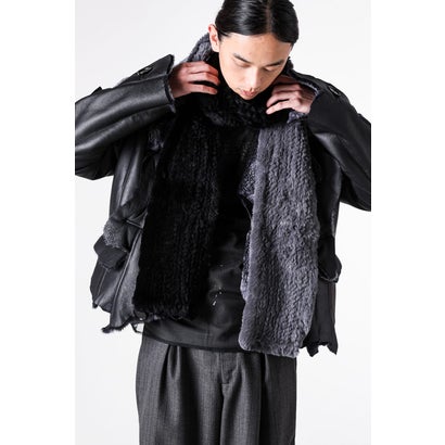 Rabbit Fur Scarf （Black × Gray）｜詳細画像