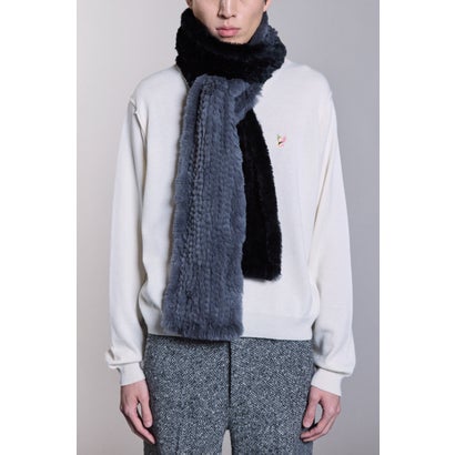 Rabbit Fur Scarf （Black × Gray）｜詳細画像