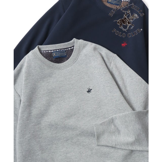 ★BIVERLY HILLS POLO CLUB/ビバリーヒルズポロクラブ BHPC あったか 裏ボア トレーナー ワンポイント 刺繍 スウェット 裏起毛 メンズ レディース ユニセックスト ップス