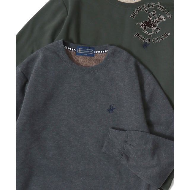 ★BIVERLY HILLS POLO CLUB/ビバリーヒルズポロクラブ BHPC あったか 裏ボア トレーナー ワンポイント 刺繍 スウェット 裏起毛 メンズ レディース ユニセックスト ップス