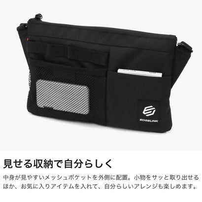 サコッシュ メンズ レディース スマホ ミニ 軽量 仕事 小さめ コンパクト 海外 旅行 ブランド バッグ ショルダー 斜めがけ 大人 A5 HYPHENORM Mini Sacoche 60151（ブラック）｜詳細画像
