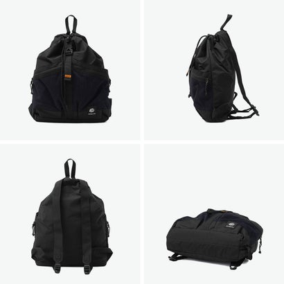 ナップサック メンズ レディース おしゃれ 軽い ブラック ナイロン 通学 リュック ストリート スポーティ かっこいい アクティブ 17L A4 FLOWMAKER Knapsack 60593 （ブラック）｜詳細画像