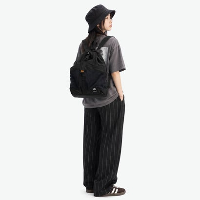 ナップサック メンズ レディース おしゃれ 軽い ブラック ナイロン 通学 リュック ストリート スポーティ かっこいい アクティブ 17L A4 FLOWMAKER Knapsack 60593 （ブラック）｜詳細画像