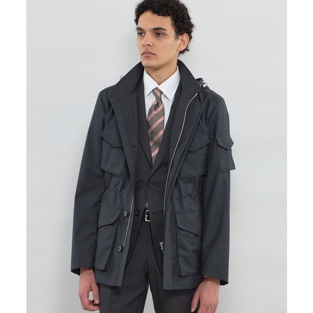 【LEON掲載】【WORSTED 7 CLOTH】【BERWICK】オリジナルトップツイルフーデッドブルゾン （グレー2）