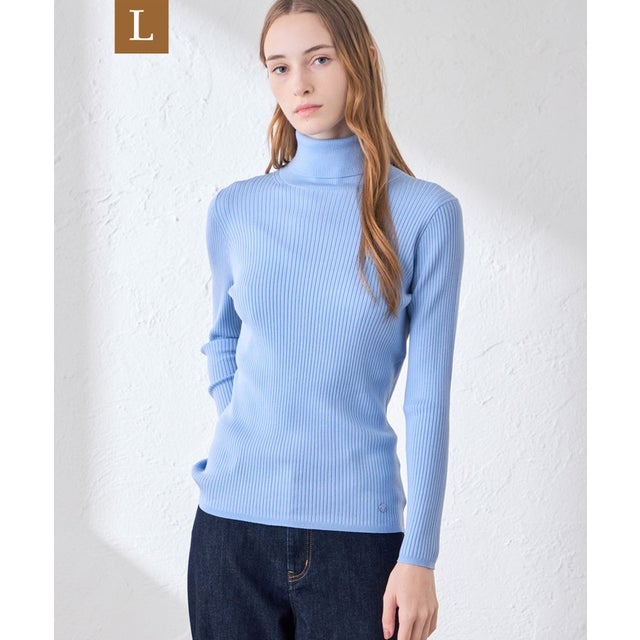 【WEB・一部店舗限定】【L】リアリブニットタートルネックプルオーバー （ブルー3）