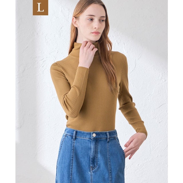 【WEB・一部店舗限定】【L】リアリブニットタートルネックプルオーバー （キャメル4）