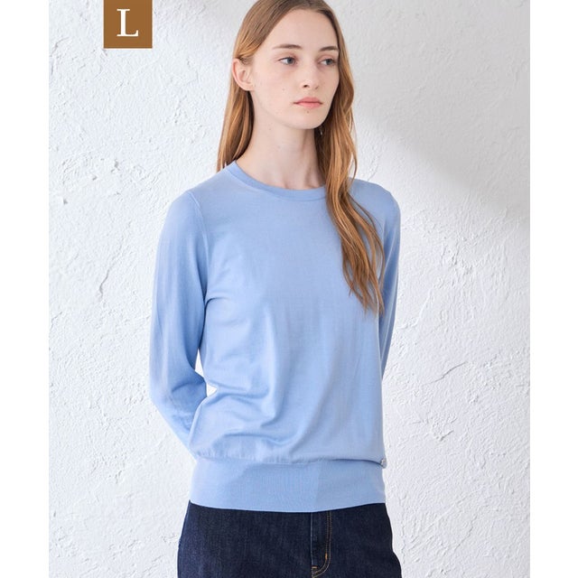 【WEB・一部店舗限定】【L】リアプレーンニットクルーネックプルオーバー （ブルー3）
