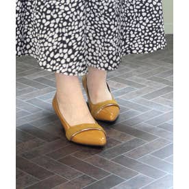【3E/幅広ゆったり・大きいサイズの靴】 メタリック×スエードターバン使いミドルヒールパンプス （ミモザ） SOROTTO