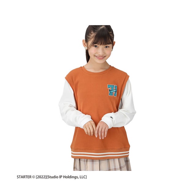 STARTER スターター フェイクレイヤード長袖Tシャツ F20025NM （オレンジ）