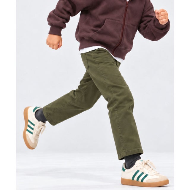 のびるモン ストレッチツイルストレートパンツ （カーキ）