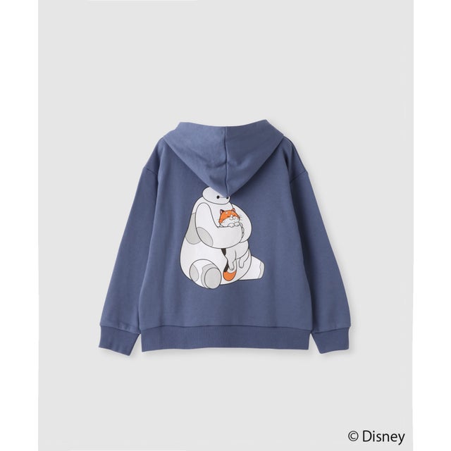 Disney 『ベイマックス』/バックプリント ワンポイント刺しゅう 裏毛ジップパーカー （ブルー）