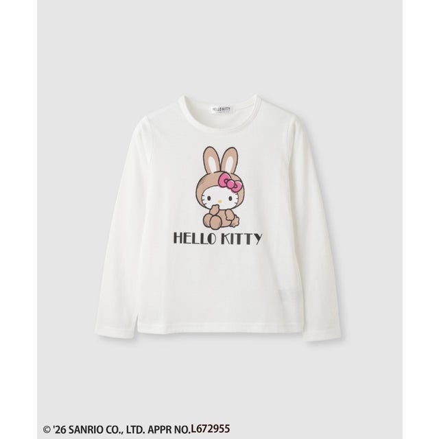 サンリオキャラクターズ 着ぐるみハローキティ プリント長袖Tシャツ （オフホワイト）