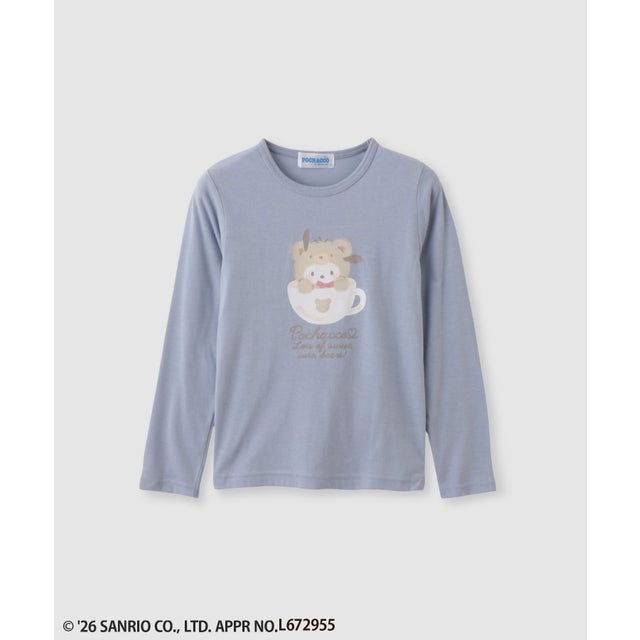サンリオキャラクターズ 着ぐるみポチャッコ プリント長袖Tシャツ （サックス）